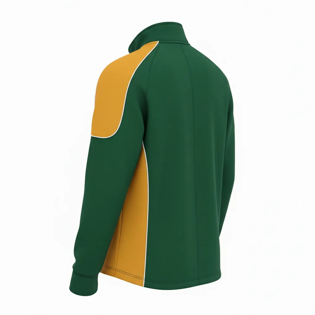 Custom Ice Hockey Quarter Zipper Pullover - Gold, White - Quarterzip Forest - Back View - Kinexa Sportswear