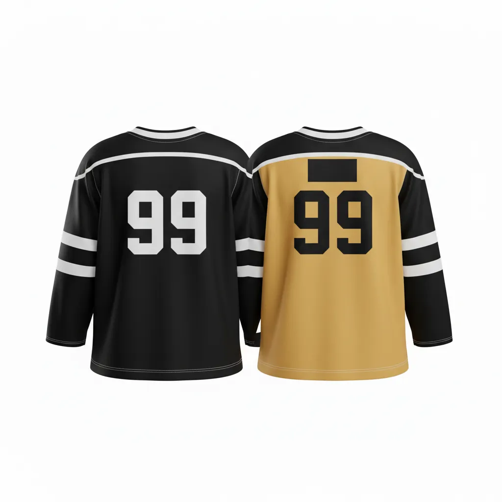 Custom Ice Hockey Reversible Hockey Jersey - Black, Gold - Back View - Kinexa Sportswear
