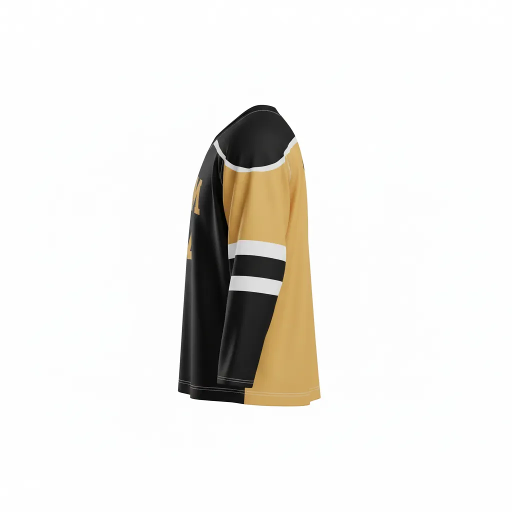 Custom Ice Hockey Reversible Hockey Jersey - Black, Gold - Side View - Kinexa Sportswear