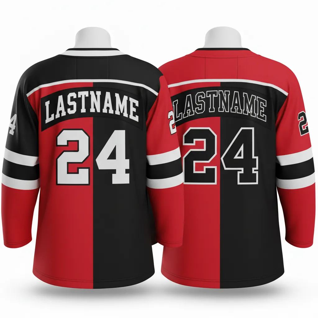 Custom Ice Hockey Reversible Hockey Jersey - Black, Red - Back View - Kinexa Sportswear