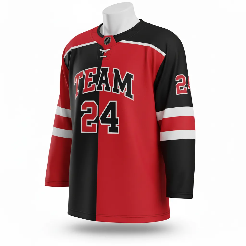 Custom Ice Hockey Reversible Hockey Jersey - Black, Red - Side View - Kinexa Sportswear