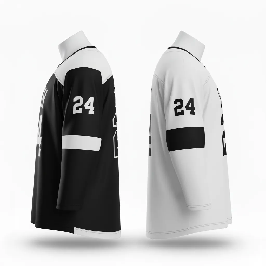 Custom Ice Hockey Reversible Hockey Jersey - Black, White - Back View - Kinexa Sportswear