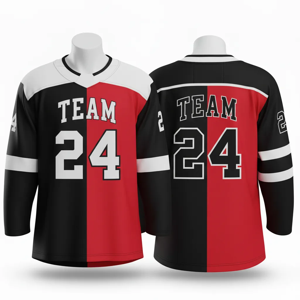 Custom Ice Hockey Reversible Hockey Jersey - Black, White - Front View - Kinexa Sportswear