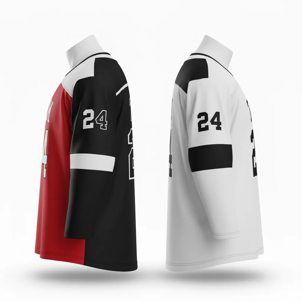 Custom Ice Hockey Reversible Hockey Jersey - Black, White - Side View - Kinexa Sportswear