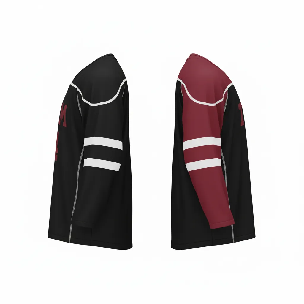 Custom Ice Hockey Reversible Hockey Jersey - Burgundy, Black - Side View - Kinexa Sportswear