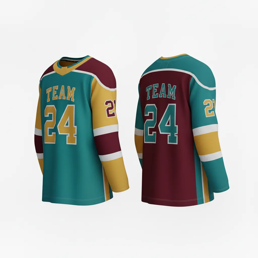 Custom Ice Hockey Reversible Hockey Jersey - Burgundy, Gold - Back View - Kinexa Sportswear