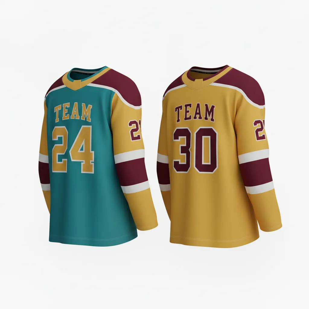Custom Ice Hockey Reversible Hockey Jersey - Burgundy, Gold - Front View - Kinexa Sportswear