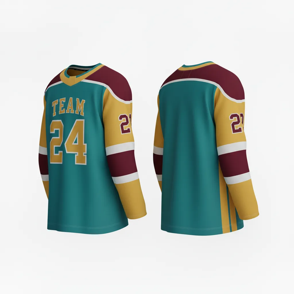 Custom Ice Hockey Reversible Hockey Jersey - Burgundy, Gold - Side View - Kinexa Sportswear