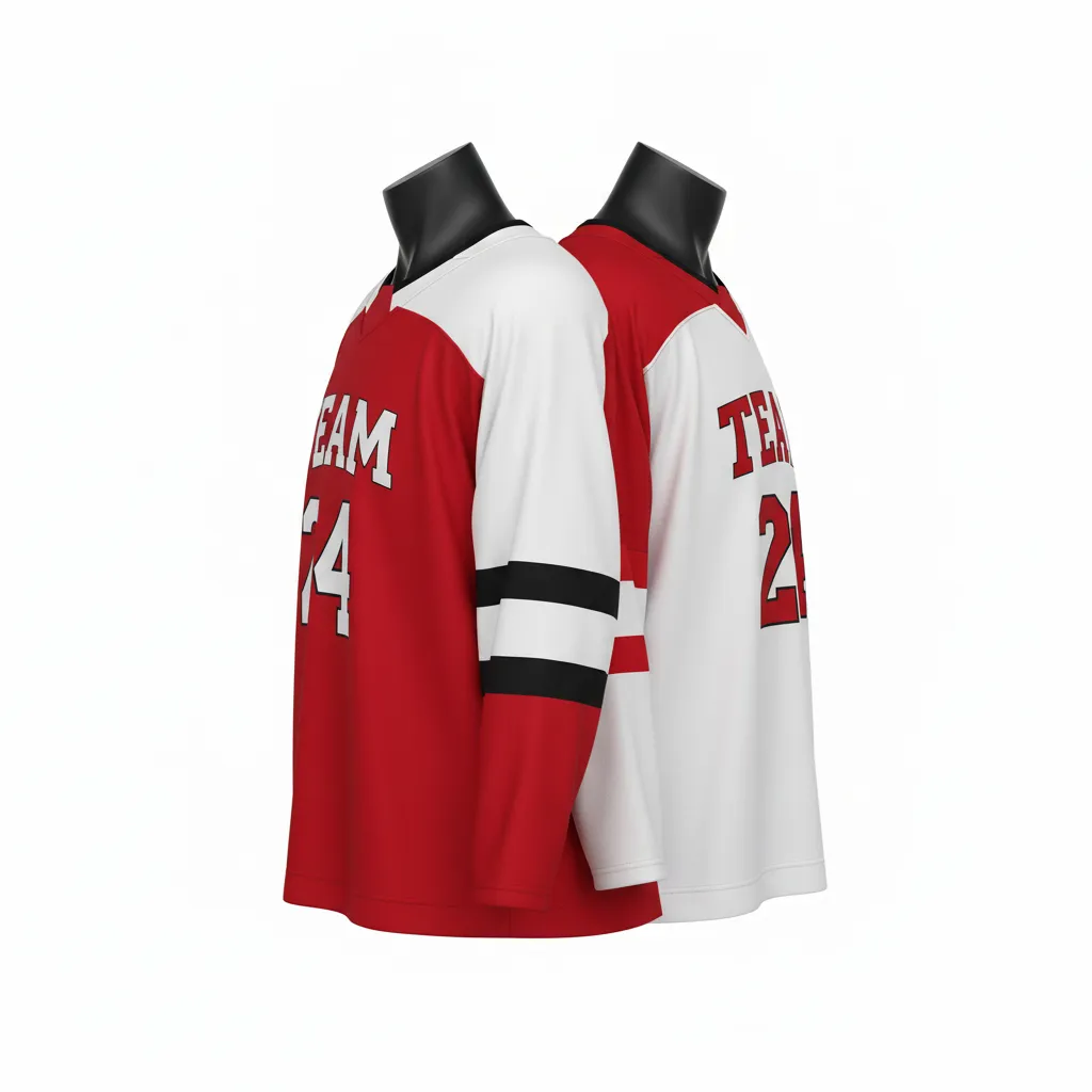 Custom Ice Hockey Reversible Hockey Jersey - White - Cardinal - Side View - Kinexa Sportswear