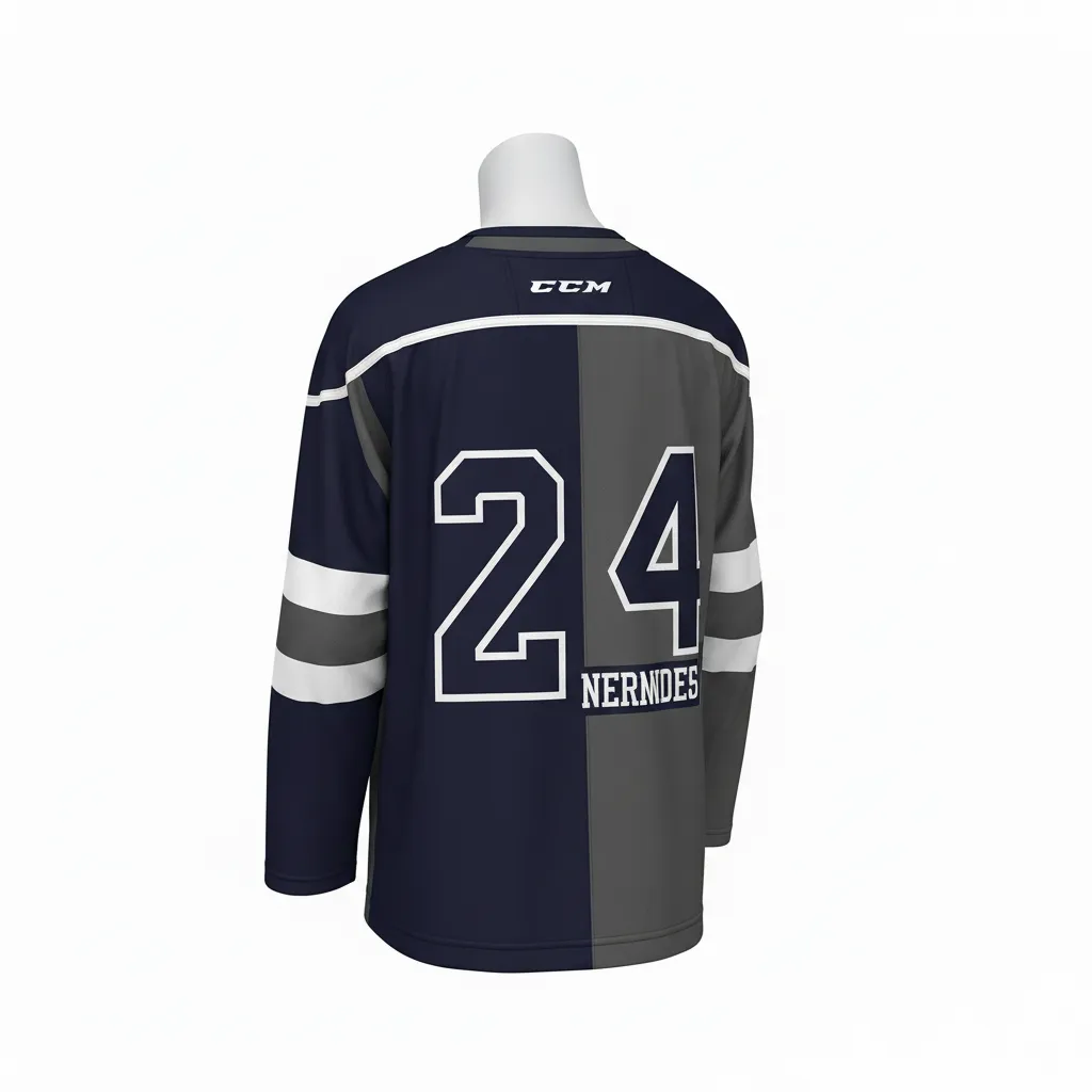 Custom Ice Hockey Reversible Hockey Jersey - Navy - Charcoal - Back View - Kinexa Sportswear