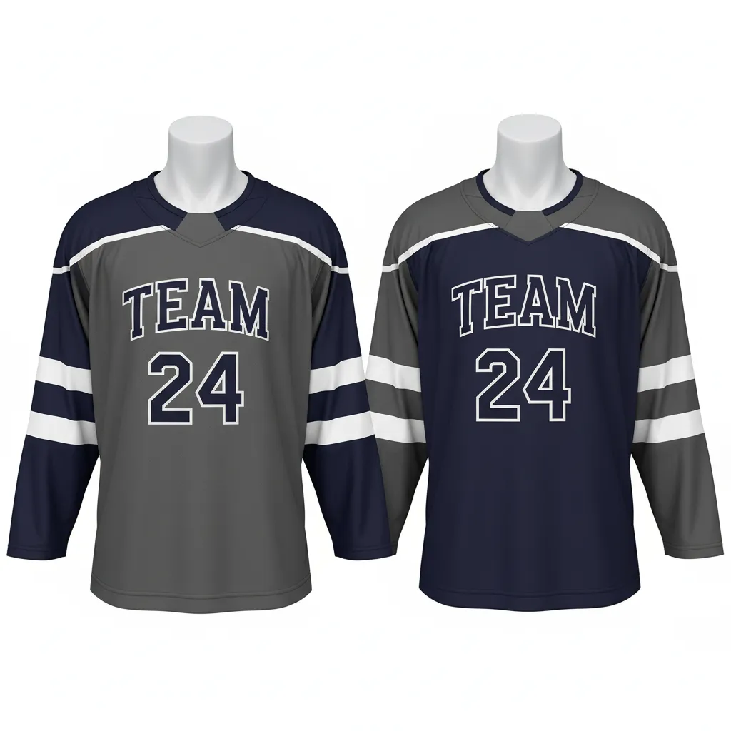 Custom Ice Hockey Reversible Hockey Jersey - Navy - Charcoal - Front View - Kinexa Sportswear
