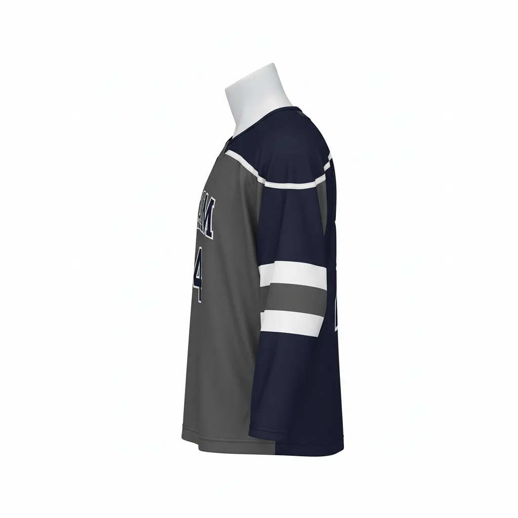 Custom Ice Hockey Reversible Hockey Jersey - Navy - Charcoal - Side View - Kinexa Sportswear