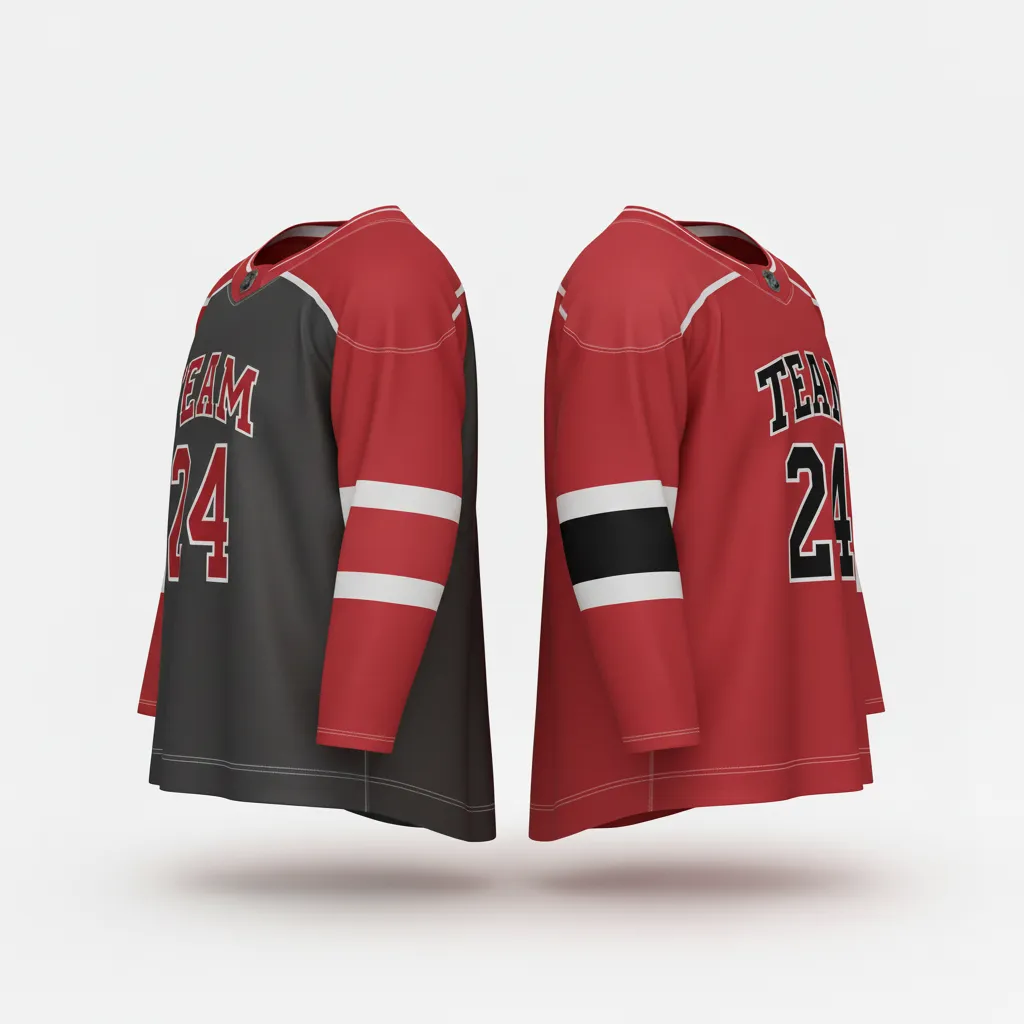 Custom Ice Hockey Reversible Hockey Jersey - Red - Charcoal - Front View - Kinexa Sportswear