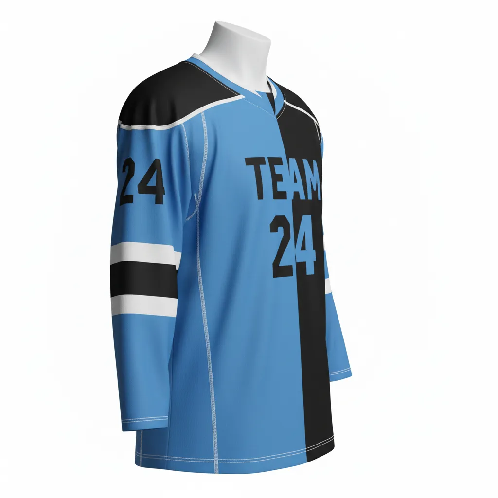 Custom Ice Hockey Reversible Hockey Jersey - Black - Columbia - Side View - Kinexa Sportswear