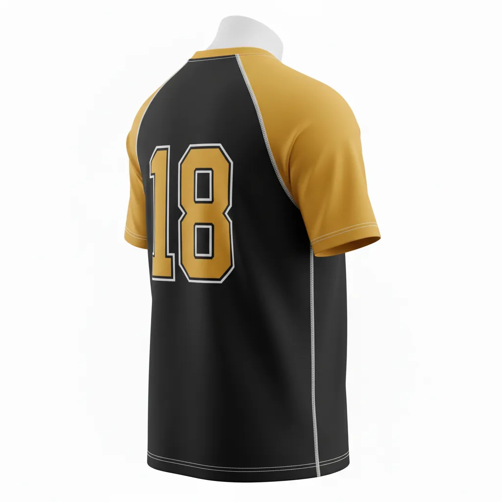 Custom Ice Hockey Short Sleeve T Shirt - Black, Gold, White - Shorttee - Back View - Kinexa Sportswear