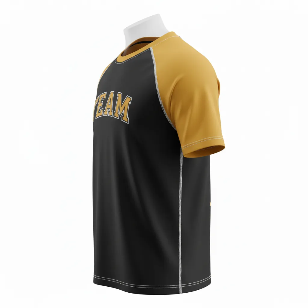 Custom Ice Hockey Short Sleeve T Shirt - Black, Gold, White - Shorttee - Side View - Kinexa Sportswear