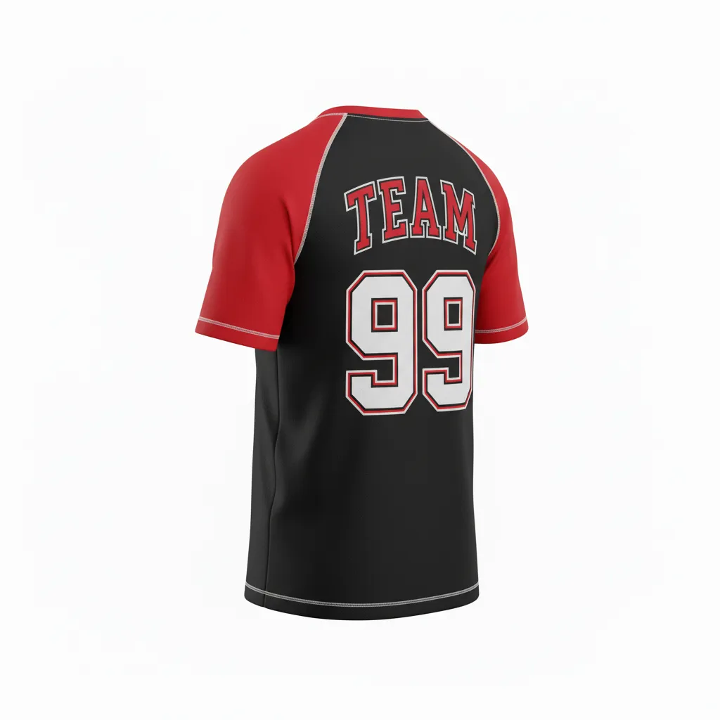 Custom Ice Hockey Short Sleeve T Shirt - Black, Red, White - Shorttee - Back View - Kinexa Sportswear