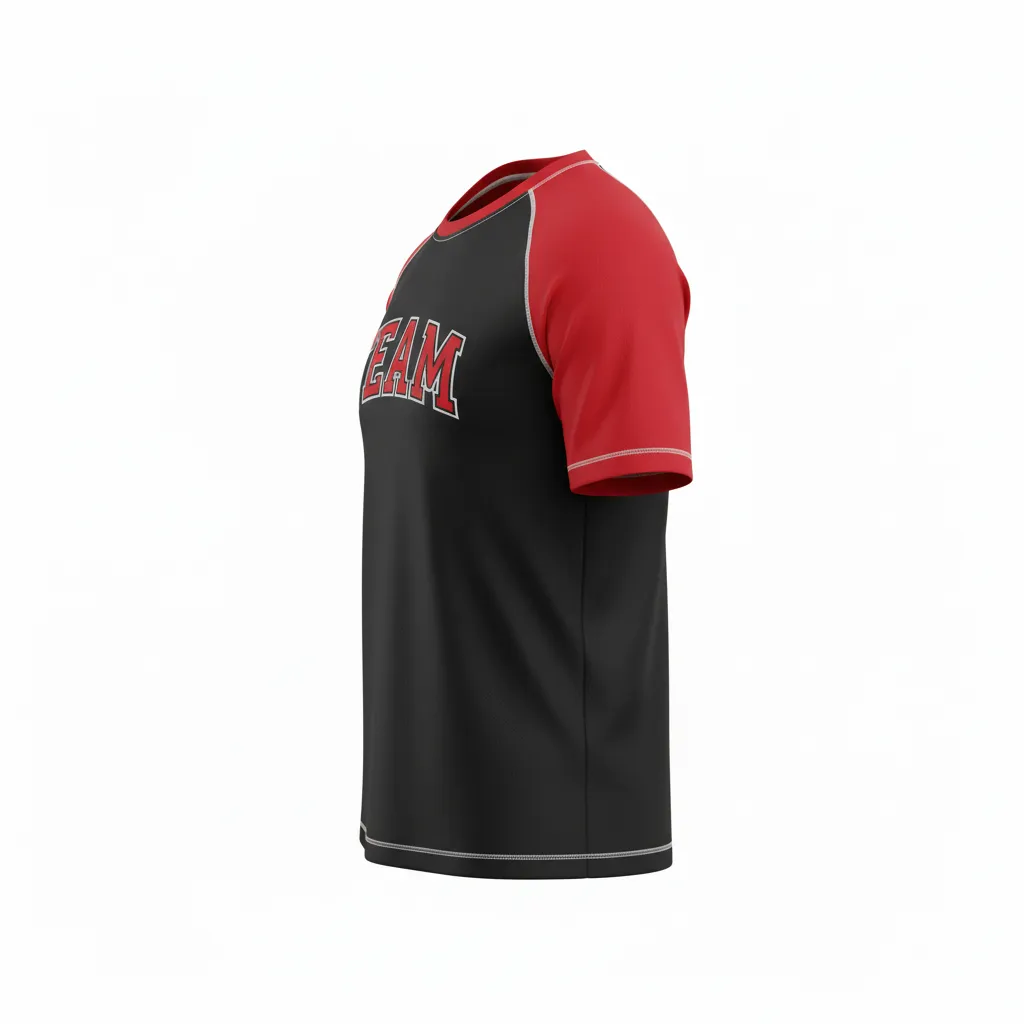 Custom Ice Hockey Short Sleeve T Shirt - Black, Red, White - Shorttee - Side View - Kinexa Sportswear