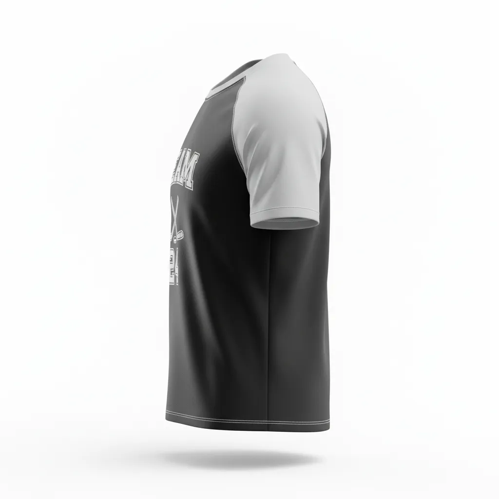 Custom Ice Hockey Short Sleeve T Shirt - Black, Silver, White - Shorttee - Side View - Kinexa Sportswear