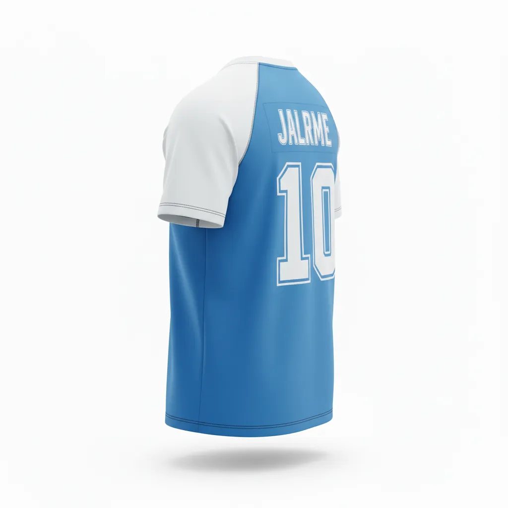 Custom Ice Hockey Short Sleeve T Shirt - White, Navy - Shorttee Columbia - Back View - Kinexa Sportswear
