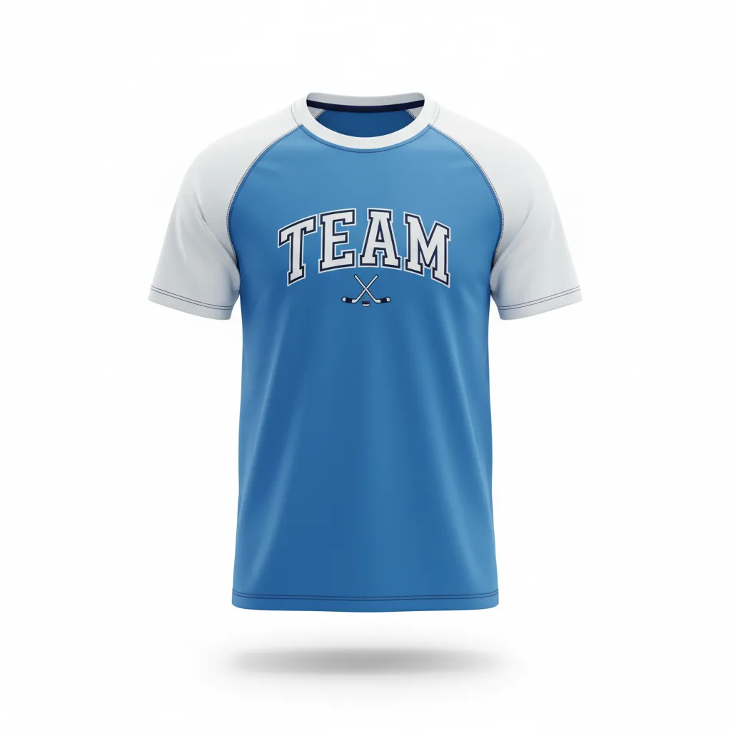 Custom Ice Hockey Short Sleeve T Shirt - White, Navy - Shorttee Columbia - Front View - Kinexa Sportswear