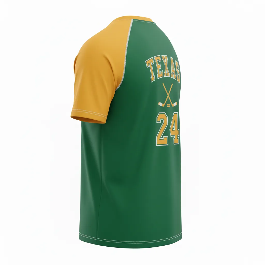 Custom Ice Hockey Short Sleeve T Shirt - Gold, White - Shorttee Forest - Back View - Kinexa Sportswear