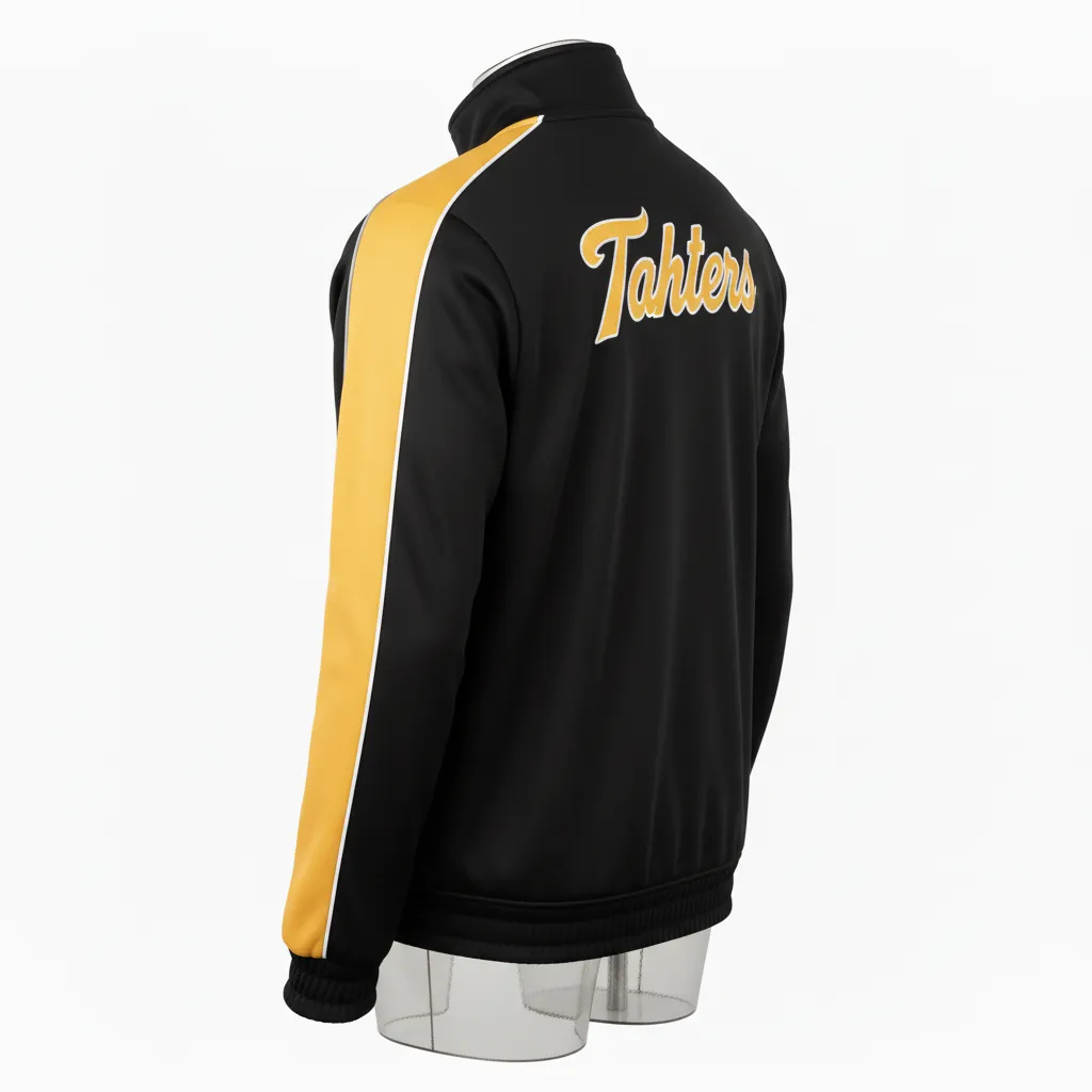 Custom Ice Hockey Track Jacket - Black, Gold, White - Trackjacket - Back View - Kinexa Sportswear