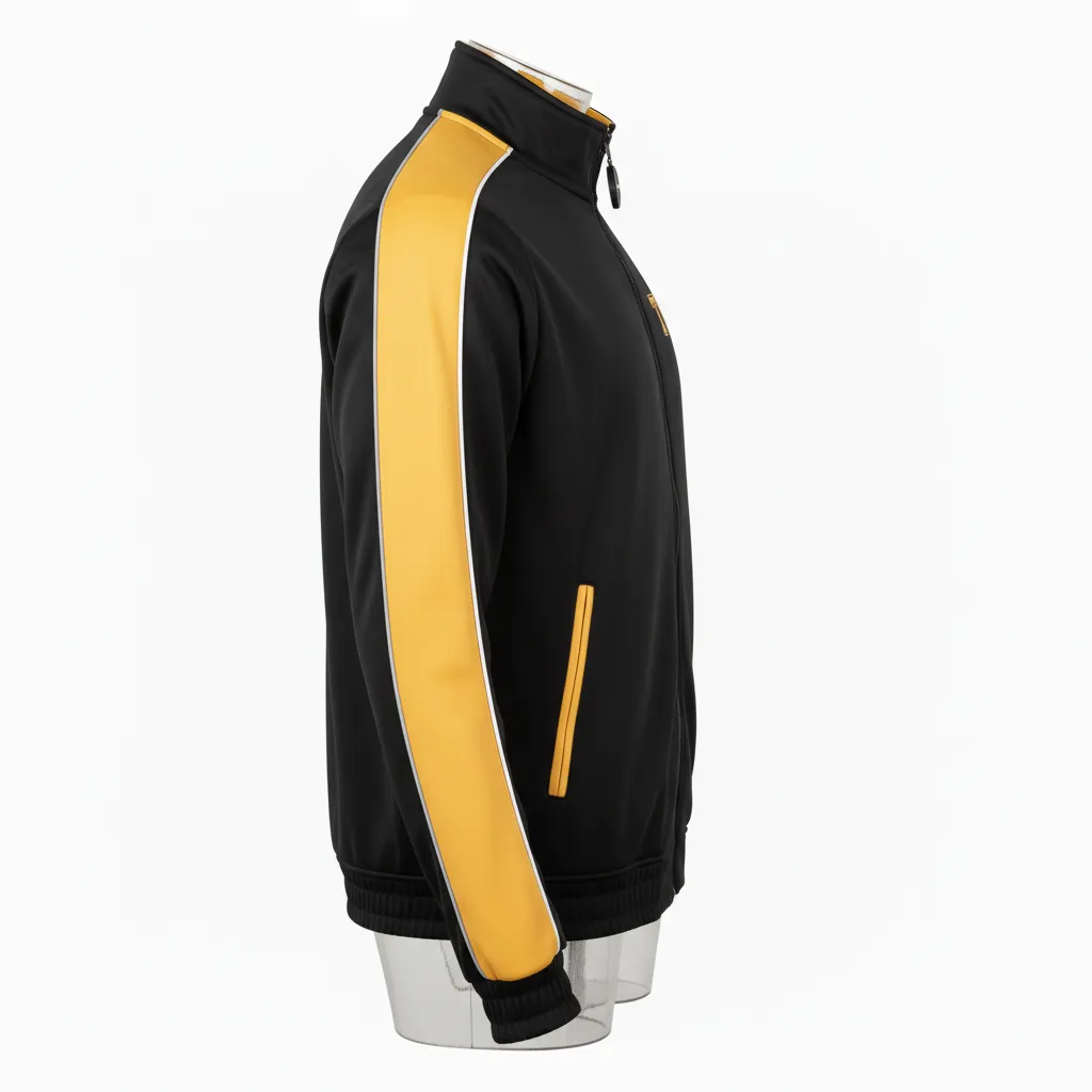 Custom Ice Hockey Track Jacket - Black, Gold, White - Trackjacket - Side View - Kinexa Sportswear