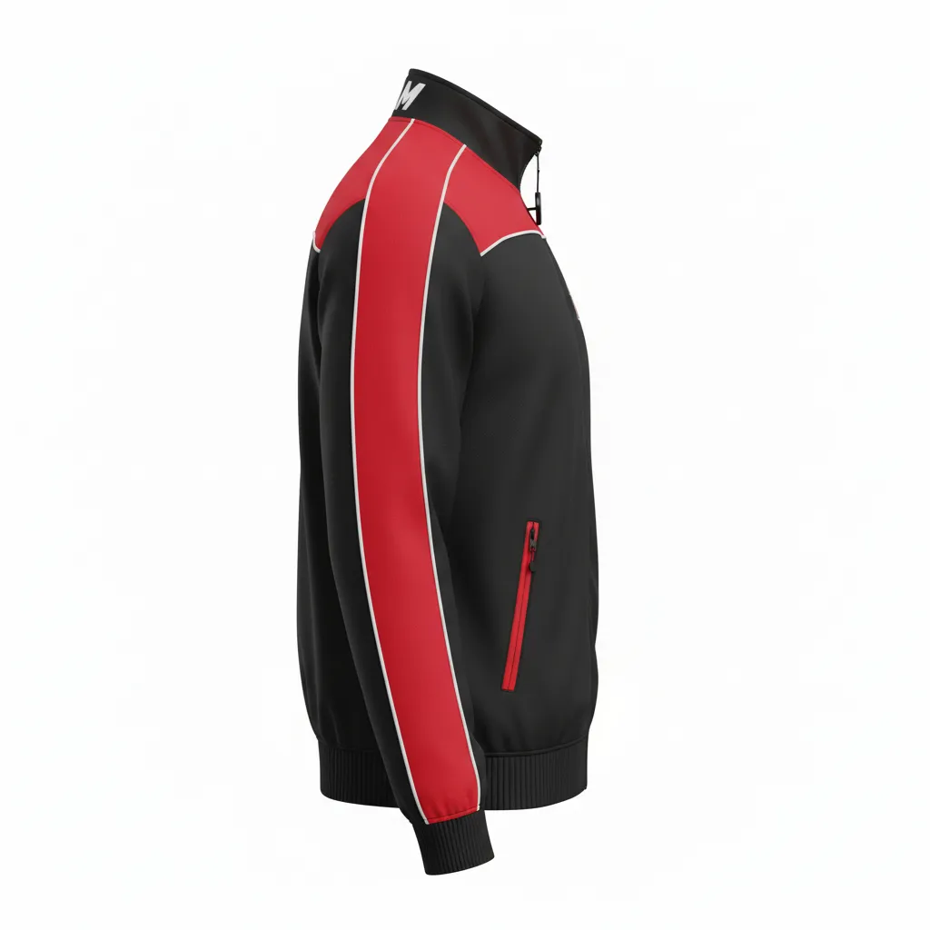Custom Ice Hockey Track Jacket - Black, Red, White - Trackjacket - Side View - Kinexa Sportswear