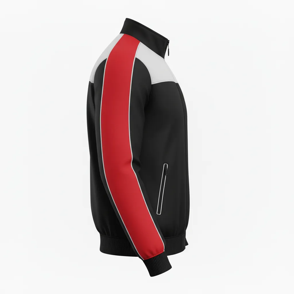 Custom Ice Hockey Track Jacket - Black, White, Grey - Trackjacket - Side View - Kinexa Sportswear