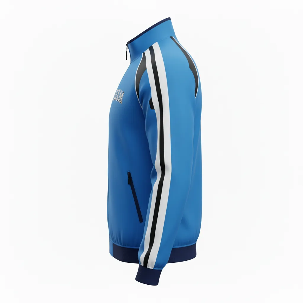 Custom Ice Hockey Track Jacket - Black, White - Trackjacket Columbia - Side View - Kinexa Sportswear