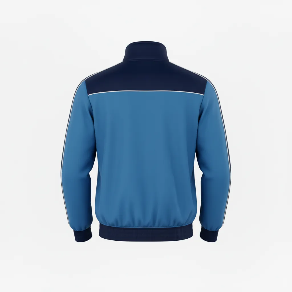 Custom Ice Hockey Track Jacket - Navy, White - Trackjacket Columbia - Back View - Kinexa Sportswear