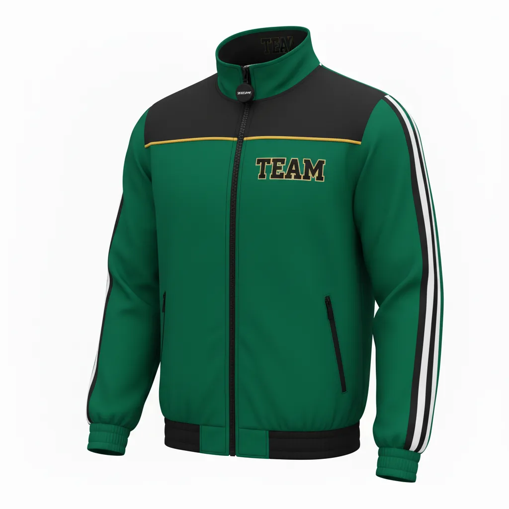 Custom Ice Hockey Track Jacket - Black, Gold - Trackjacket Forest - Front View - Kinexa Sportswear