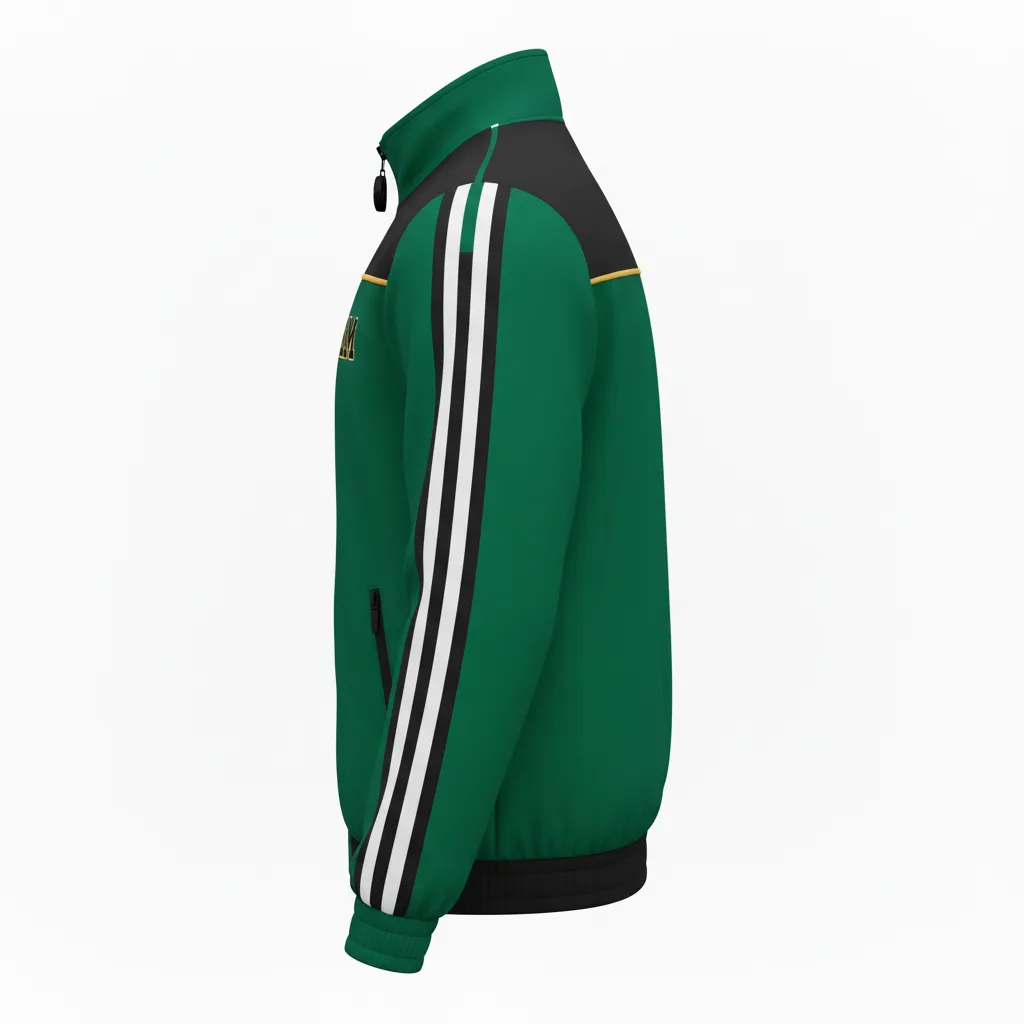 Custom Ice Hockey Track Jacket - Black, Gold - Trackjacket Forest - Side View - Kinexa Sportswear