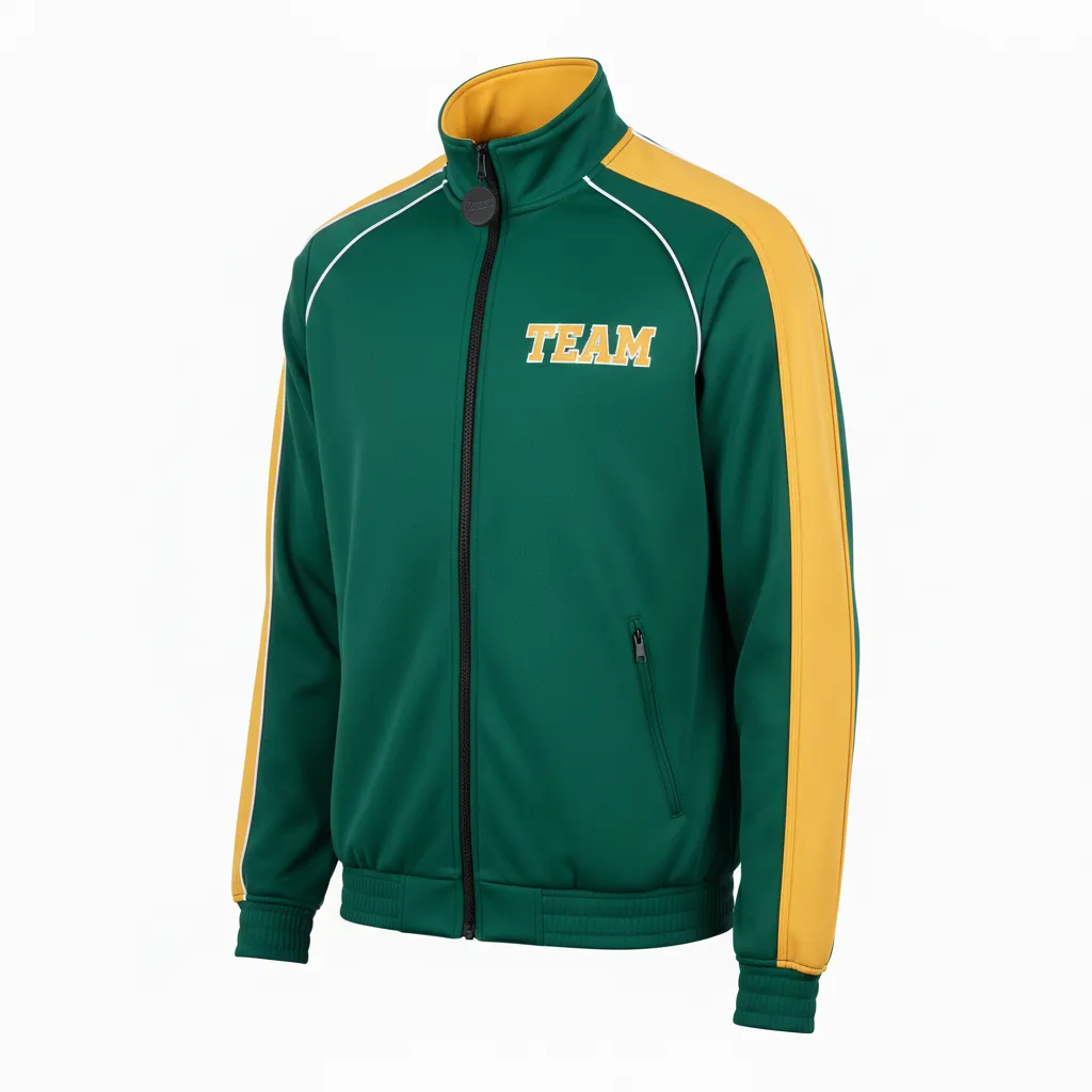 Custom Ice Hockey Track Jacket - Gold, White - Trackjacket Forest - Front View - Kinexa Sportswear