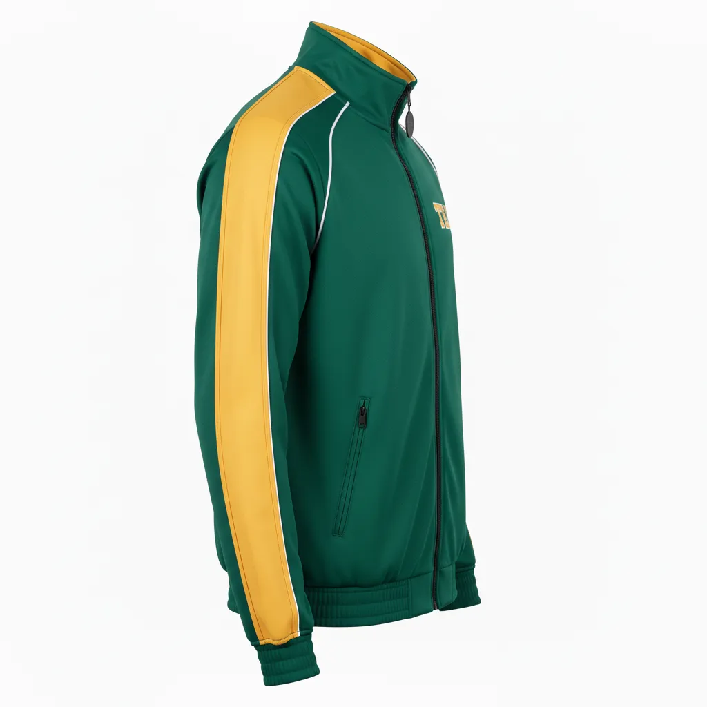 Custom Ice Hockey Track Jacket - Gold, White - Trackjacket Forest - Side View - Kinexa Sportswear