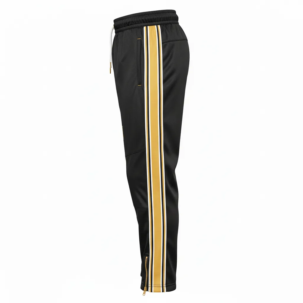 Custom Ice Hockey Track Pant - Black, Gold, White - Trackpant - Side View - Kinexa Sportswear