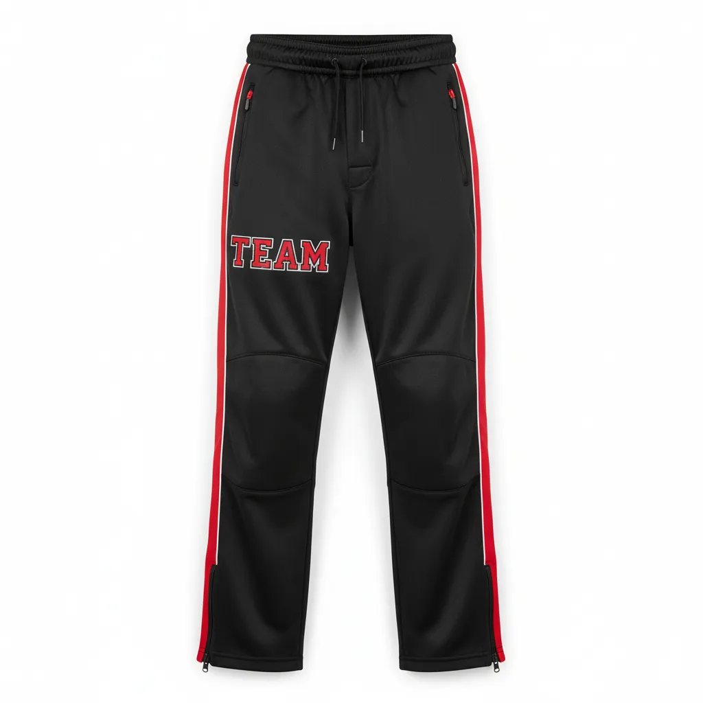 Custom Ice Hockey Track Pant - Black, Red, White - Trackpant - Front View - Kinexa Sportswear