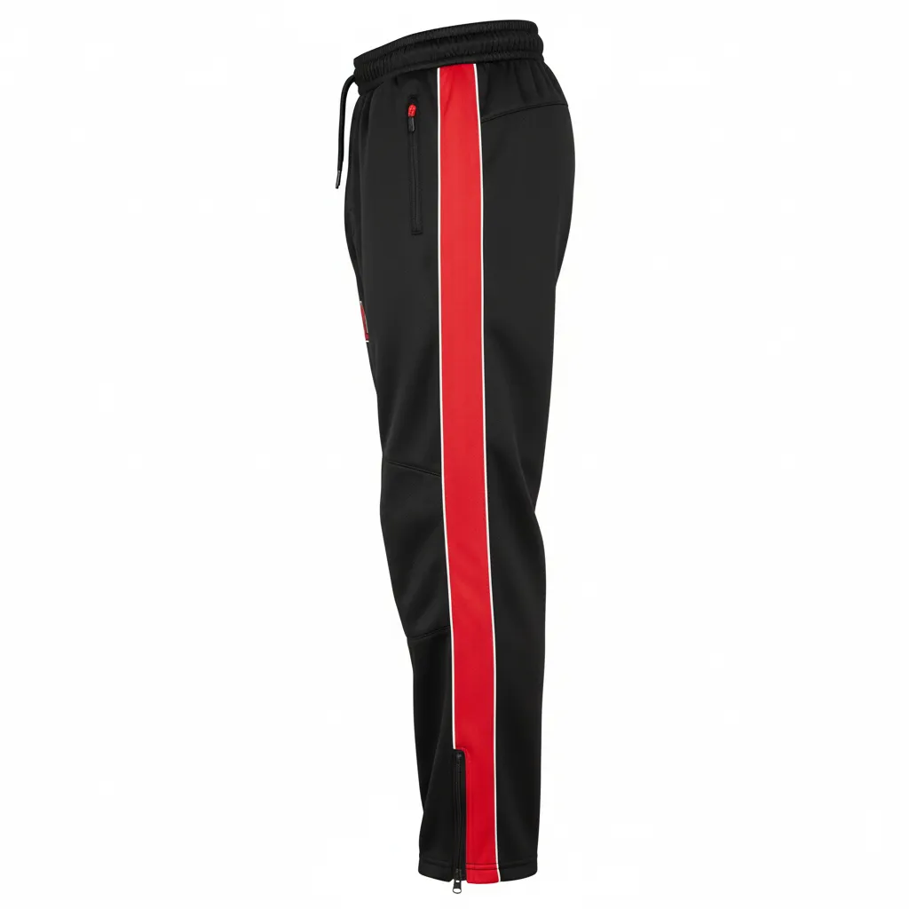 Custom Ice Hockey Track Pant - Black, Red, White - Trackpant - Side View - Kinexa Sportswear