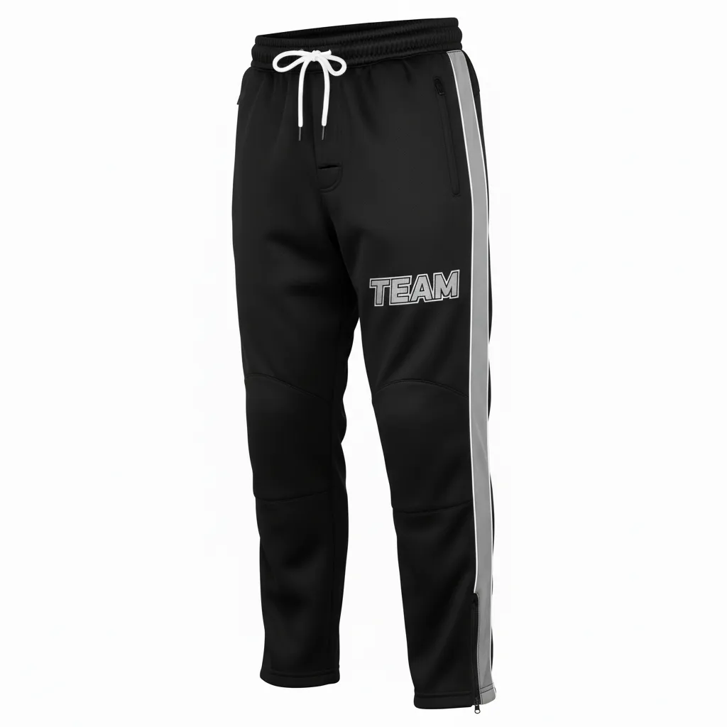 Custom Ice Hockey Track Pant - Black, Silver, White - Trackpant - Front View - Kinexa Sportswear