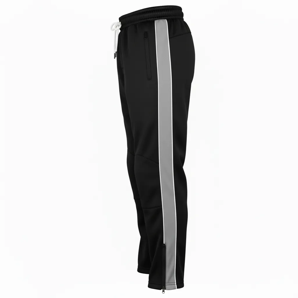 Custom Ice Hockey Track Pant - Black, Silver, White - Trackpant - Side View - Kinexa Sportswear