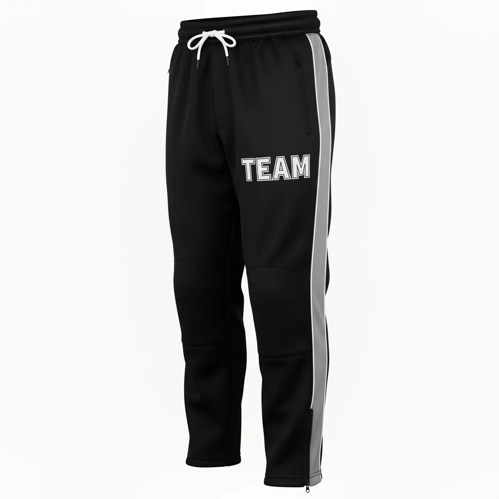 Custom Ice Hockey Track Pant - Black, White, Grey - Trackpant - Front View - Kinexa Sportswear