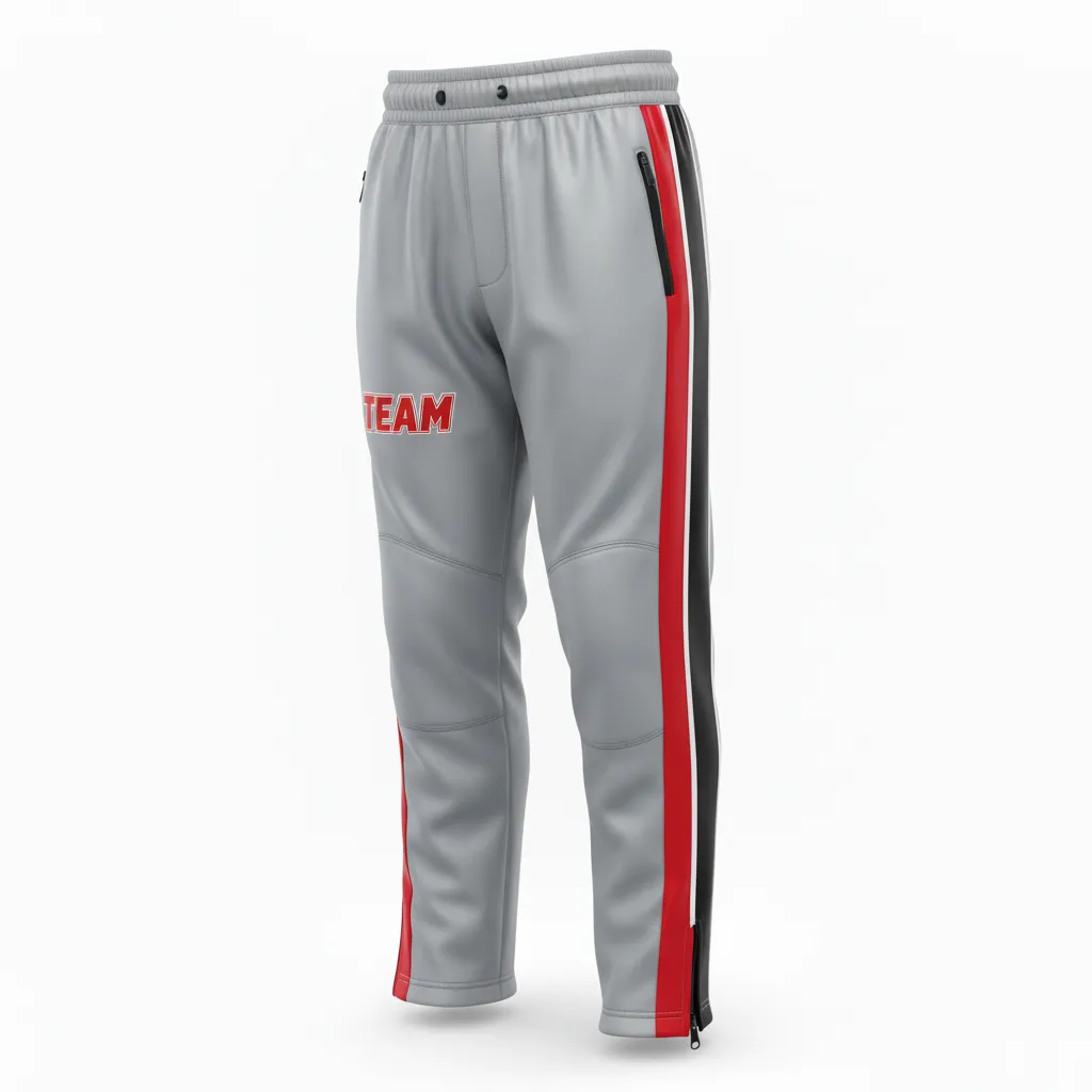 Custom Ice Hockey Track Pant - Red, White - Trackpant Charcoal - Front View - Kinexa Sportswear