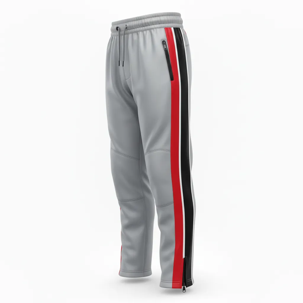 Custom Ice Hockey Track Pant - Red, White - Trackpant Charcoal - Side View - Kinexa Sportswear
