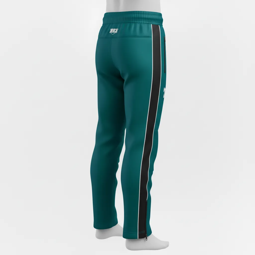 Custom Ice Hockey Track Pant - Black, White - Trackpant Columbia - Back View - Kinexa Sportswear