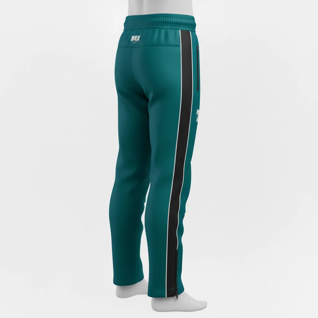 Custom Ice Hockey Track Pant - Black, White - Trackpant Columbia - Side View - Kinexa Sportswear
