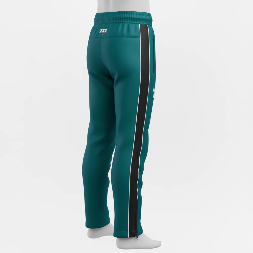 Custom Ice Hockey Track Pant - White, Navy - Trackpant Columbia - Back View - Kinexa Sportswear