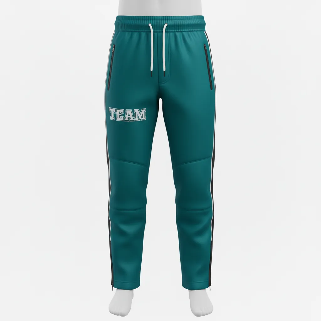 Custom Ice Hockey Track Pant - White, Navy - Trackpant Columbia - Front View - Kinexa Sportswear