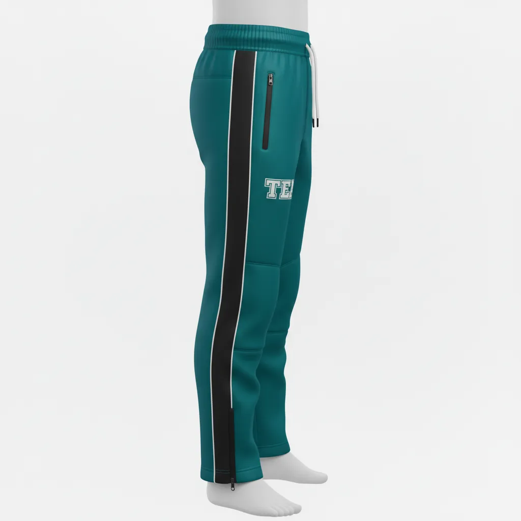 Custom Ice Hockey Track Pant - White, Navy - Trackpant Columbia - Side View - Kinexa Sportswear