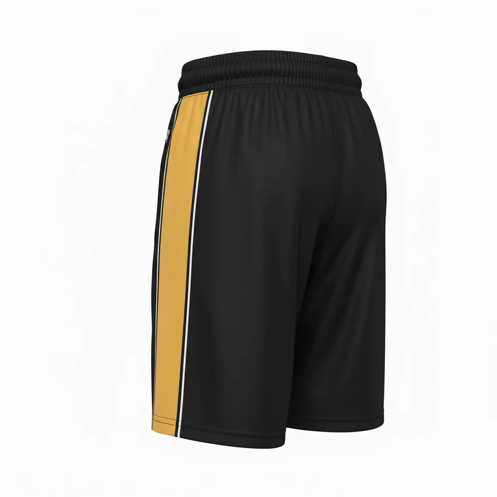 Custom Ice Hockey Training Shorts - Black, Gold, White - Trainingshorts - Back View - Kinexa Sportswear